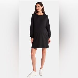 Time and Tru Maternity Sweatshirt Dress Black French Terry Long Sleeve XL NWT